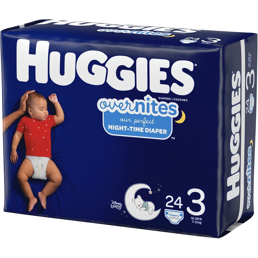 Huggies Overnites Nighttime Baby Diapers, Size 3, 24 Ct