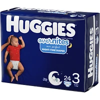 Huggies Overnites Nighttime Baby Diapers, Size 3, 24 Ct
