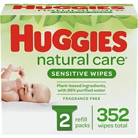 Natural Care Sensitive Baby Wipes, Unscented, 2 Refill Packs