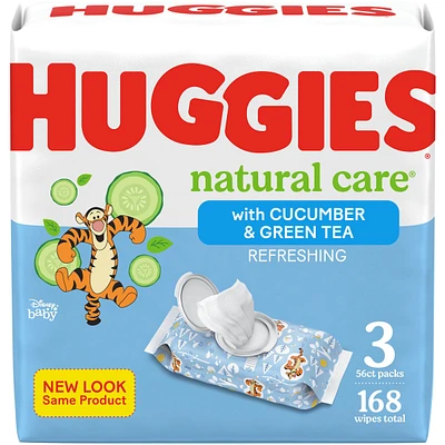 Natural Care Refreshing Baby Wipes, Scented, 3 Flip-Top Packs