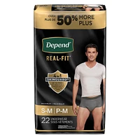 Depend Real Fit Incontinence Underwear for Men, Disposable, Maximum Absorbency, Small/Medium, Grey