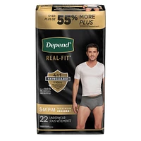 Depend Real Fit Incontinence Underwear for Men, Disposable, Maximum Absorbency, Small/Medium, Grey