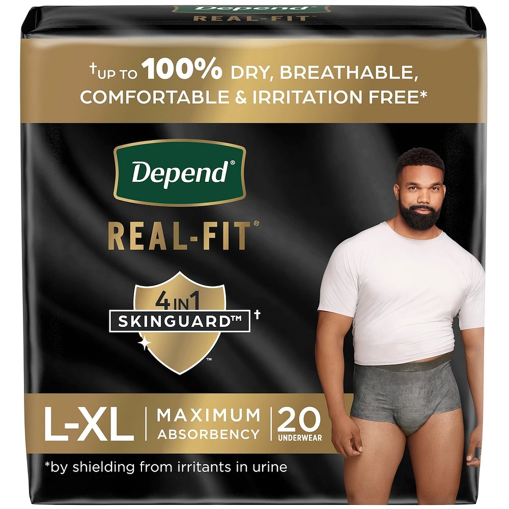 Depend Real Fit Incontinence Underwear for Men, Disposable, Maximum Absorbency, Large/Extra Large