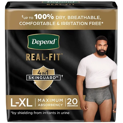 Depend Real Fit Incontinence Underwear for Men, Disposable, Maximum Absorbency, Large/Extra Large