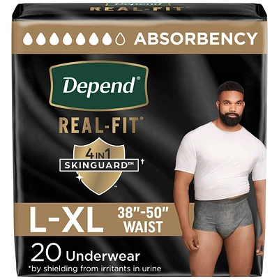 Depend Real Fit Incontinence Underwear for Men, Disposable, Maximum Absorbency, Large/Extra Large