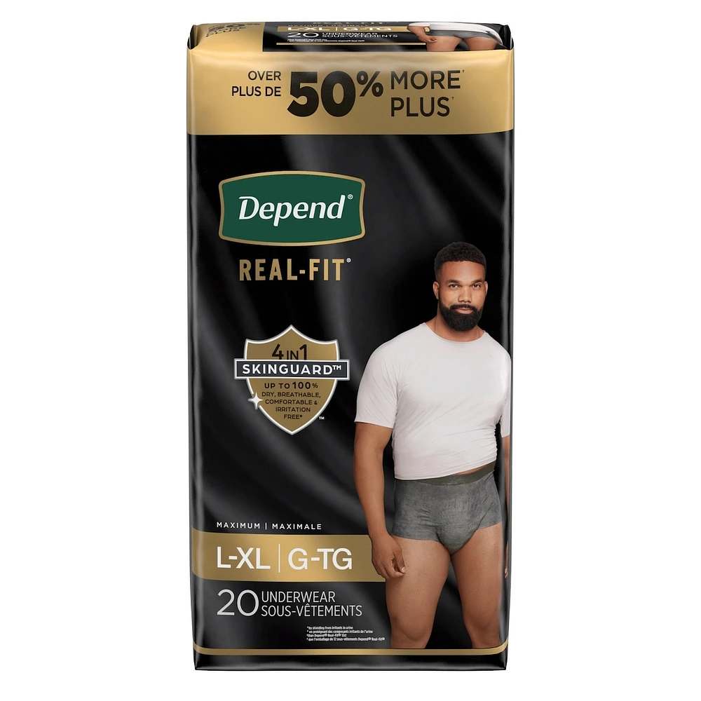 Depend Real Fit Incontinence Underwear for Men, Disposable, Maximum Absorbency, Large/Extra Large