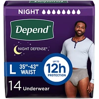 Depend Night Defense Incontinence Underwear for Men, Overnight, Size L, 14 Count