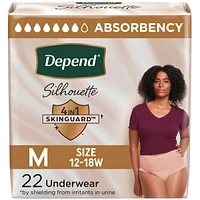 Sous-vêtements d’incontinence et de post-partum Depend Silhouette pour femmes adultes, moyen, absorption maximale