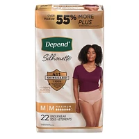 Sous-vêtements d’incontinence et de post-partum Depend Silhouette pour femmes adultes, moyen, absorption maximale