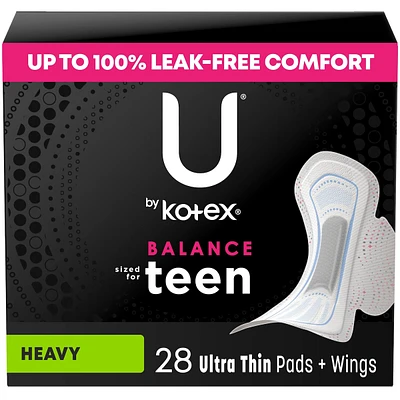 Teen Ultra Thin Feminine Pads with Wings, Extra Absorbency, 28 ct