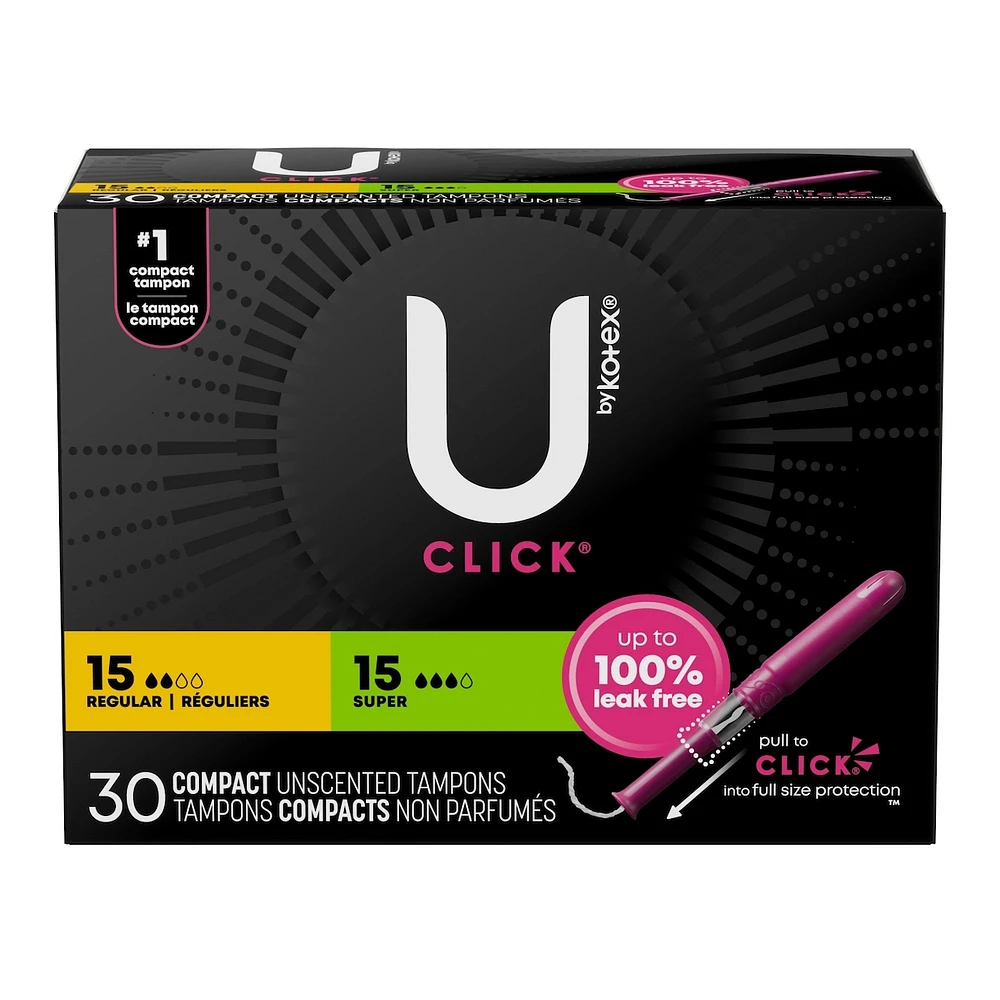 Click Compact Multipack Tampons, Regular/Super, 30 ct