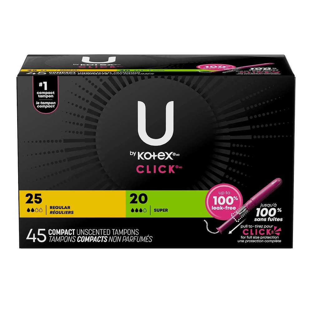 Click Compact Multipack Tampons, Regular/Super, 45 ct