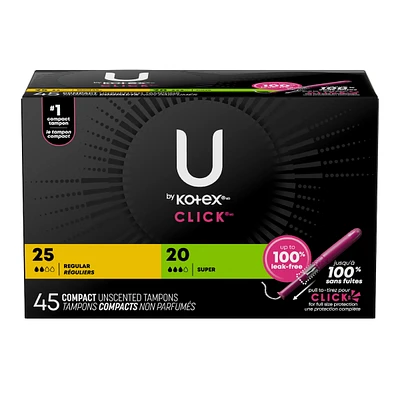 Click Compact Multipack Tampons, Regular/Super, 45 ct