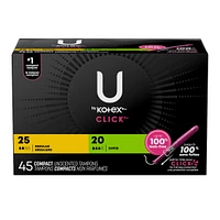 Click Compact Multipack Tampons, Regular/Super, 45 ct