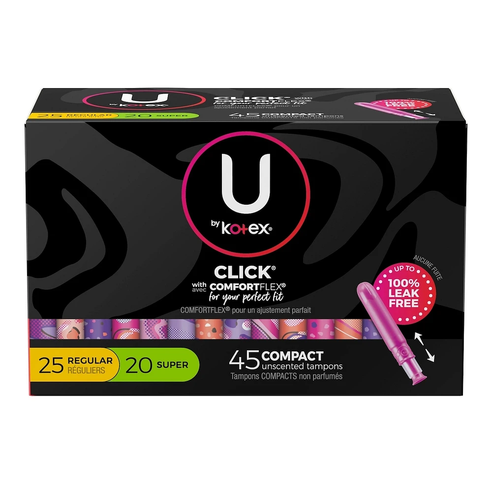 Click Compact Multipack Tampons, Regular/Super, 45 ct