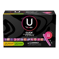 Click Compact Multipack Tampons, Regular/Super, 45 ct