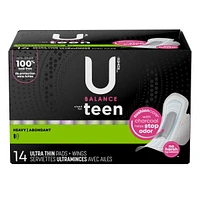 Ultra Thin Teen Pads with Wings, Extra Absorbency, Unscented