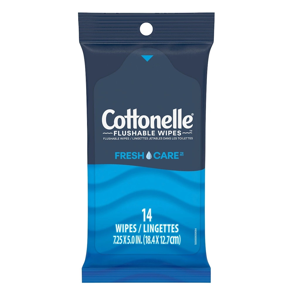 Fresh Care On-The-Go Flushable Wet Wipes, Adult Wet Wipes