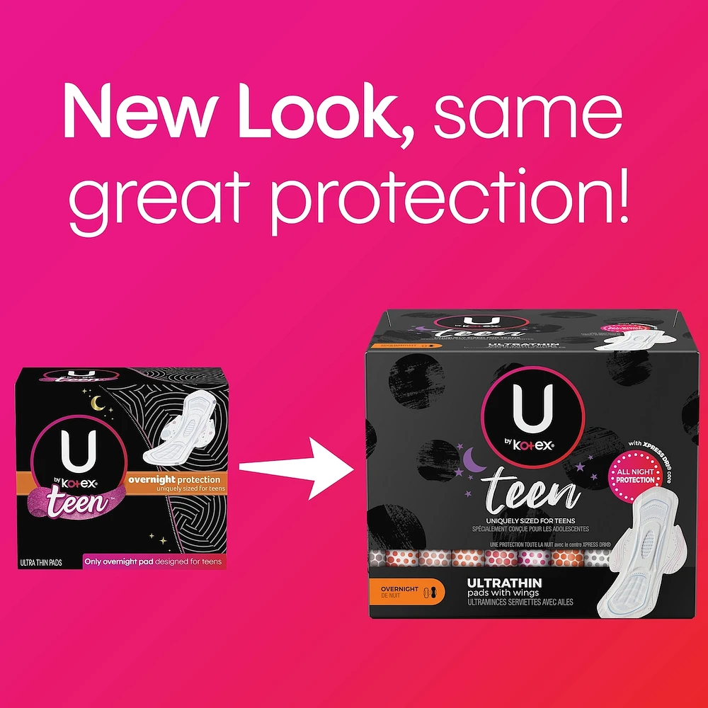 Teen Ultra Thin Feminine Pads with Wings, Overnight, 24 ct