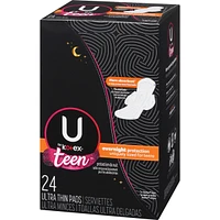 Teen Ultra Thin Feminine Pads with Wings, Overnight, 24 ct