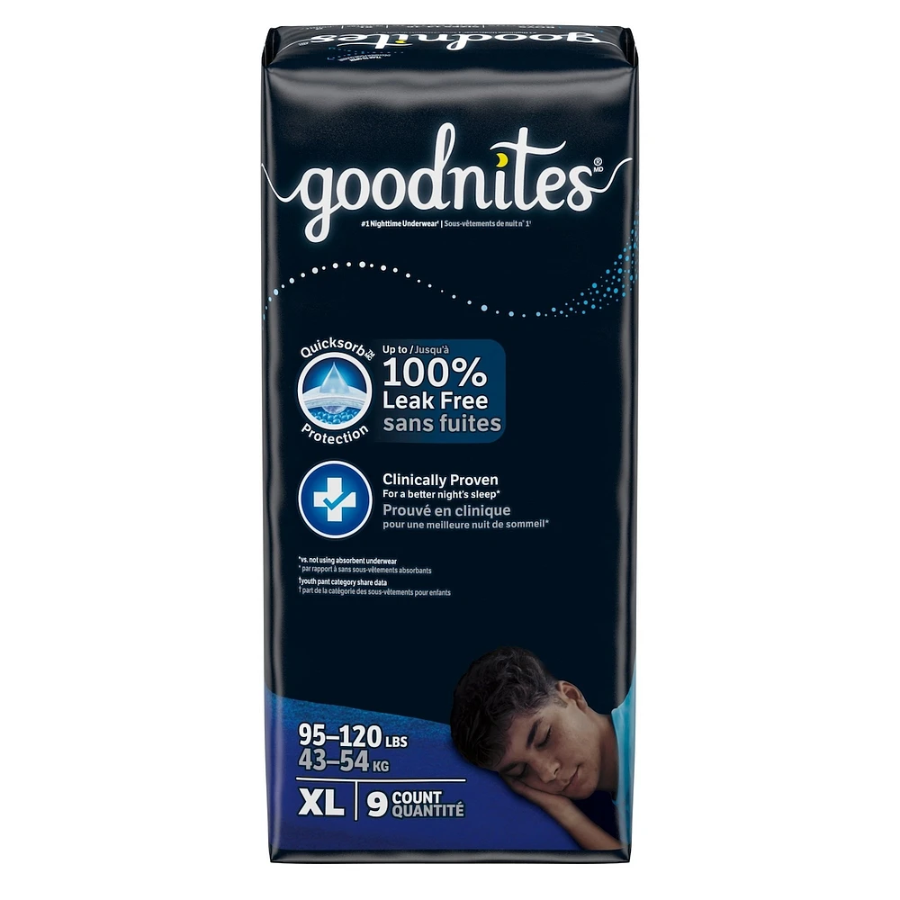 Boys' Nighttime Bedwetting Underwear, Size Extra Large (95-140+ lbs)