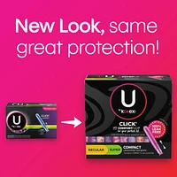 U by Kotex Click Compact Multipack Tampons, Regular/Super, Unscented, 15 Count