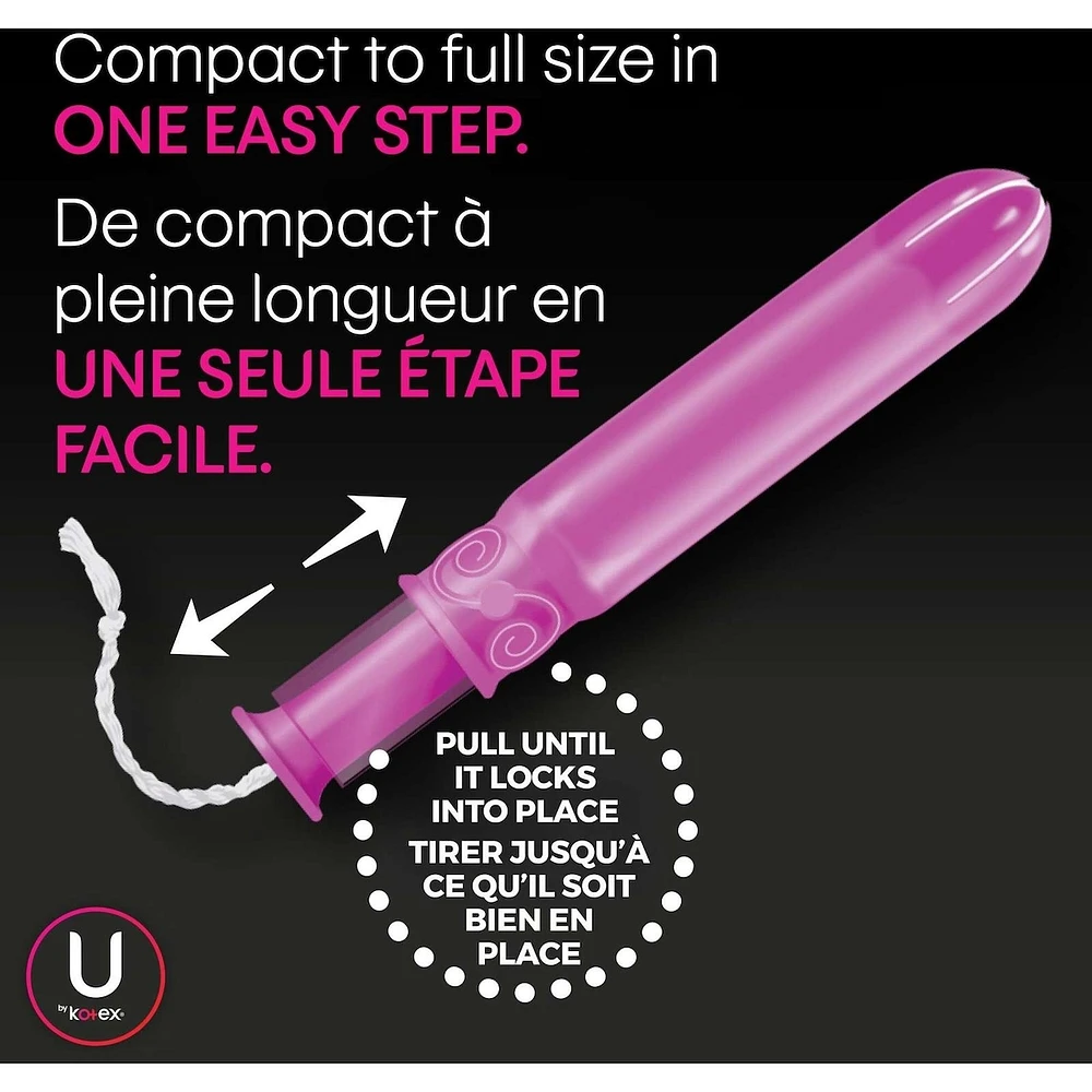 U by Kotex Click Compact Multipack Tampons, Regular/Super, Unscented, 15 Count