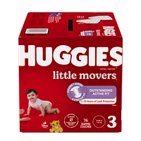 Little Movers Baby Diapers, Size 3 (16-28 lbs), 76 Ct