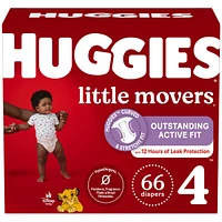 Huggies Little Movers Baby Diapers, Size 4, 66 Ct