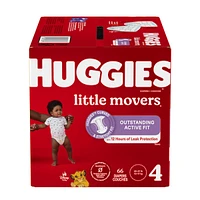 Huggies Little Movers Baby Diapers, Size 4, 66 Ct