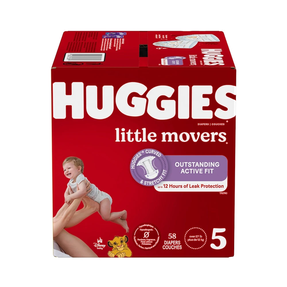 Huggies Little Movers Baby Diapers, Size 5