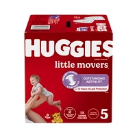 Huggies Little Movers Baby Diapers, Size 5