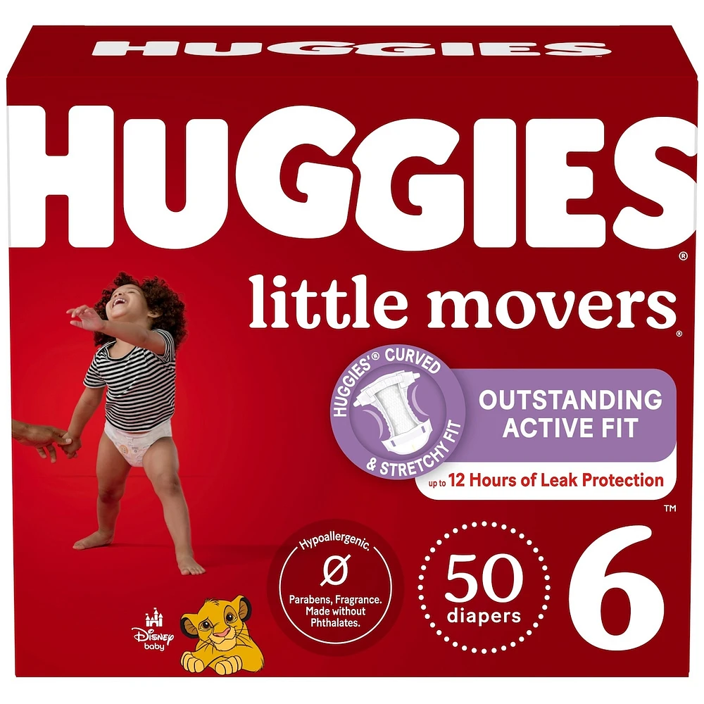 Little Movers Baby Diapers, Size 6 (35+ lbs), 50 Ct