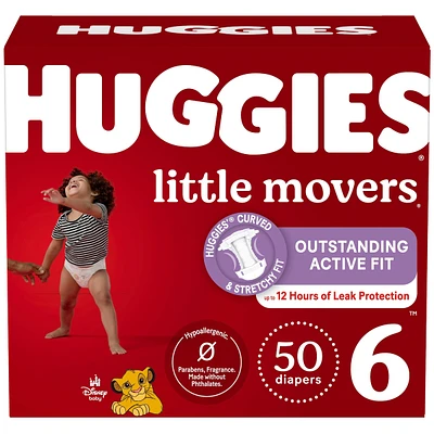 Little Movers Baby Diapers, Size 6 (35+ lbs), 50 Ct