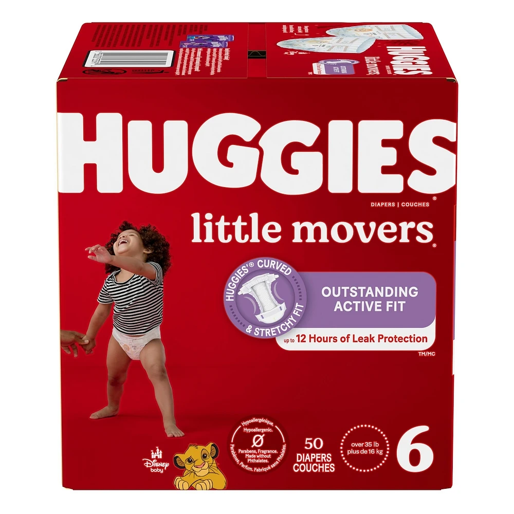 Little Movers Baby Diapers, Size 6 (35+ lbs), 50 Ct