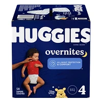 Overnites Nighttime Baby Diapers, Size 4 (22-37 lbs), 58 Ct