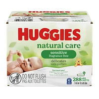 Huggies Natural Care Sensitive Baby Wipes, Unscented, 6 Flip Lid Packs (288 Wipes Total)