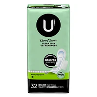 Clean & Secure Ultra Thin Pads with Wings, Heavy Absorbency