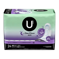 Clean & Secure Overnight Maxi Pads with Wings, Extra Heavy Absorbency