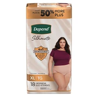 Depend Silhouette Adult Incontinence & Postpartum Underwear for Women, Maximum Absorbency, Large