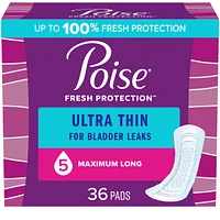 Poise Ultra Thin Postpartum Incontinence Pads, Moderate Absorbency, Regular Length, 36 Count