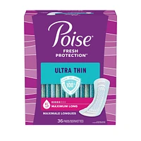 Poise Ultra Thin Postpartum Incontinence Pads, Moderate Absorbency, Regular Length, 36 Count