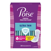 Poise Ultra Thin Postpartum Incontinence Pads with Wings, Light Absorbency, Regular Length, 60 Count
