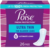 Poise Ultra Thin Postpartum Incontinence Pads, Maximum Absorbency, Long Length, 26 Count