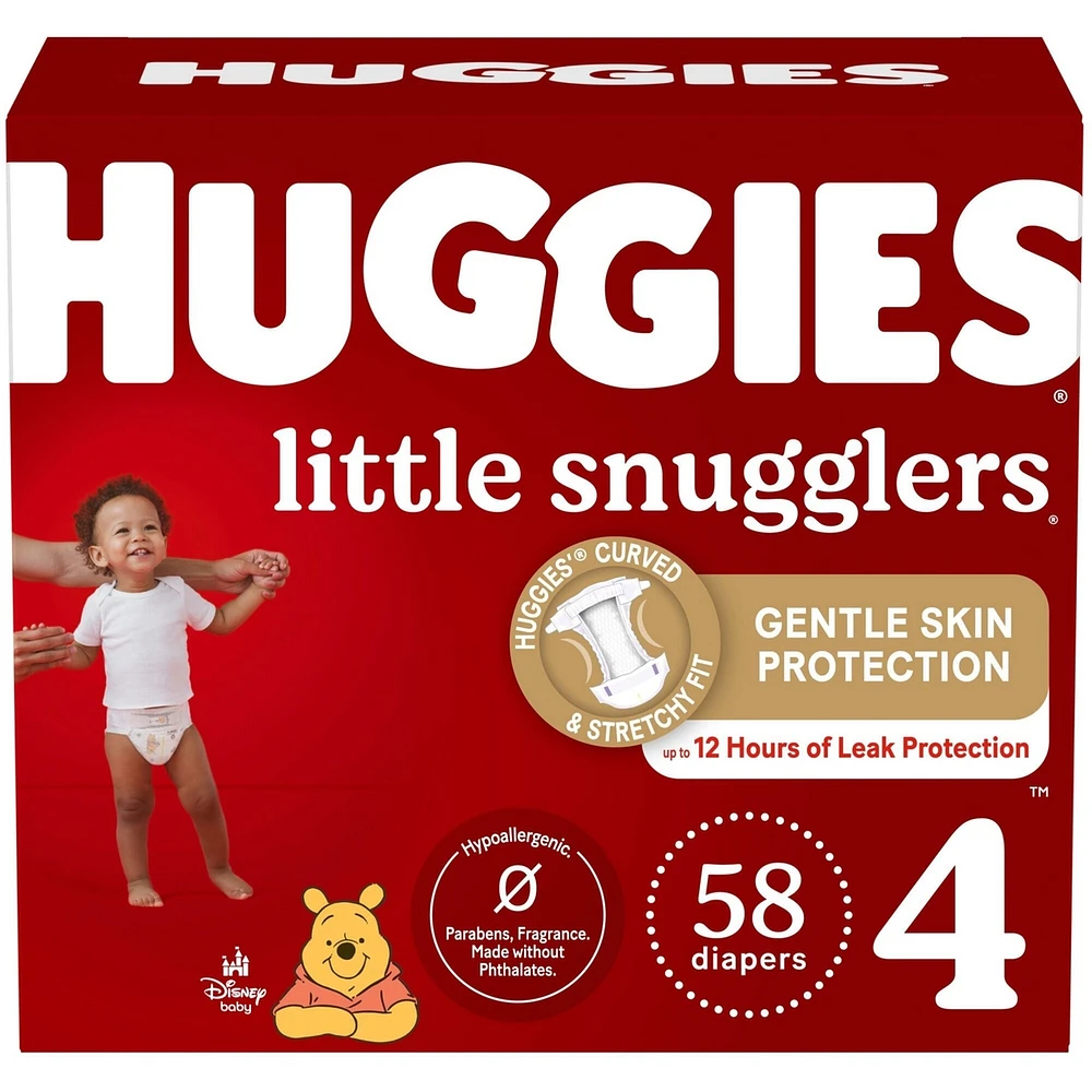 Huggies Little Snugglers Diapers, Size 4, 58 Count