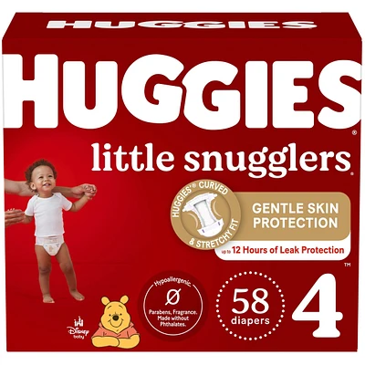 Huggies Little Snugglers Diapers, Size 4, 58 Count