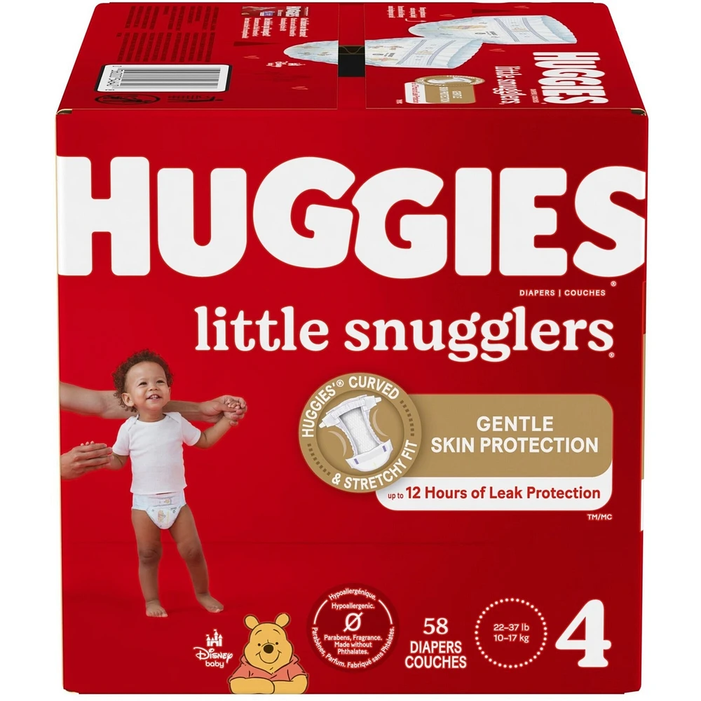 Huggies Little Snugglers Diapers, Size 4, 58 Count