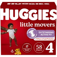 Huggies Little Movers Baby Diapers, Size 4, 58 Count