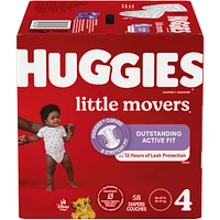 Huggies Little Movers Baby Diapers, Size 4, 58 Count