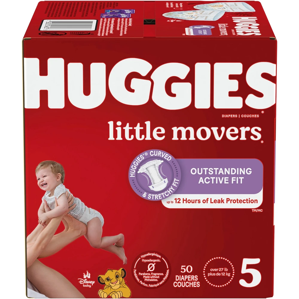 Huggies Little Movers Baby Diapers, Size 5, 50 Count